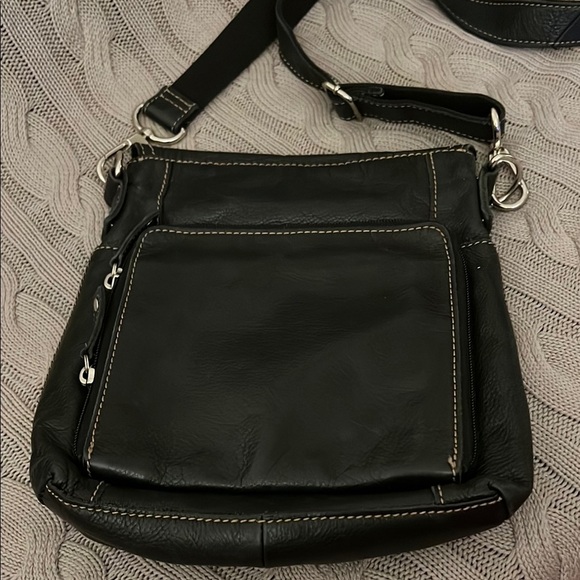 SOLD-Fossil Black Crossbody Bag with Adjustable Strap and Silver Hardware - Picture 4 of 10